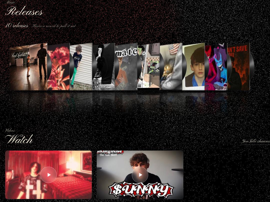 Album shelf on the $unny website